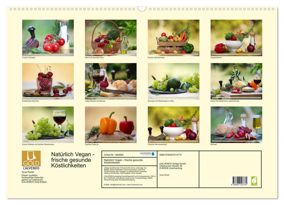 Natürlich Vegan - frische gesunde Köstlichkeiten (CALVENDO Wandkalender 2026)