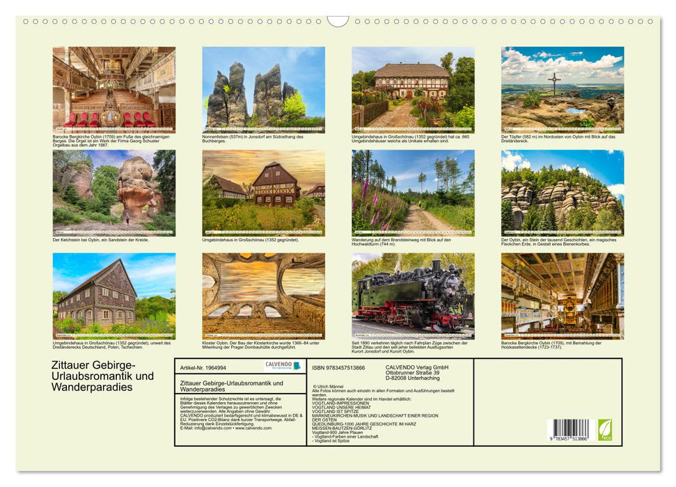 Zittauer Gebirge-Urlaubsromantik und Wanderparadies (CALVENDO Wandkalender 2026)
