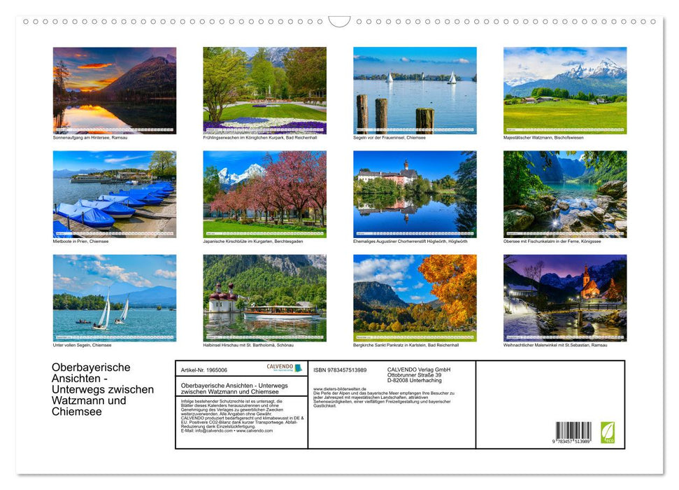 Oberbayerische Ansichten - Unterwegs zwischen Watzmann und Chiemsee (CALVENDO Wandkalender 2026)