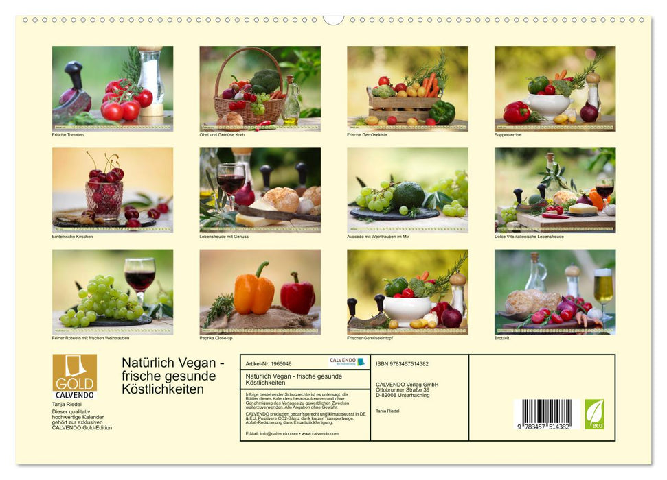 Natürlich Vegan - frische gesunde Köstlichkeiten (CALVENDO Premium Wandkalender 2026)