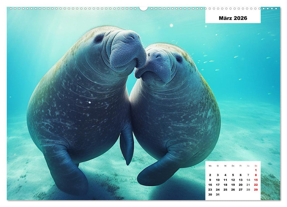 Manatees. Faszinierende Rundschwanzseekühe (CALVENDO Wandkalender 2026)