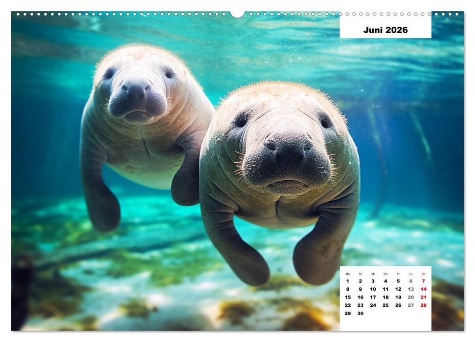Manatees. Faszinierende Rundschwanzseekühe (CALVENDO Wandkalender 2026)