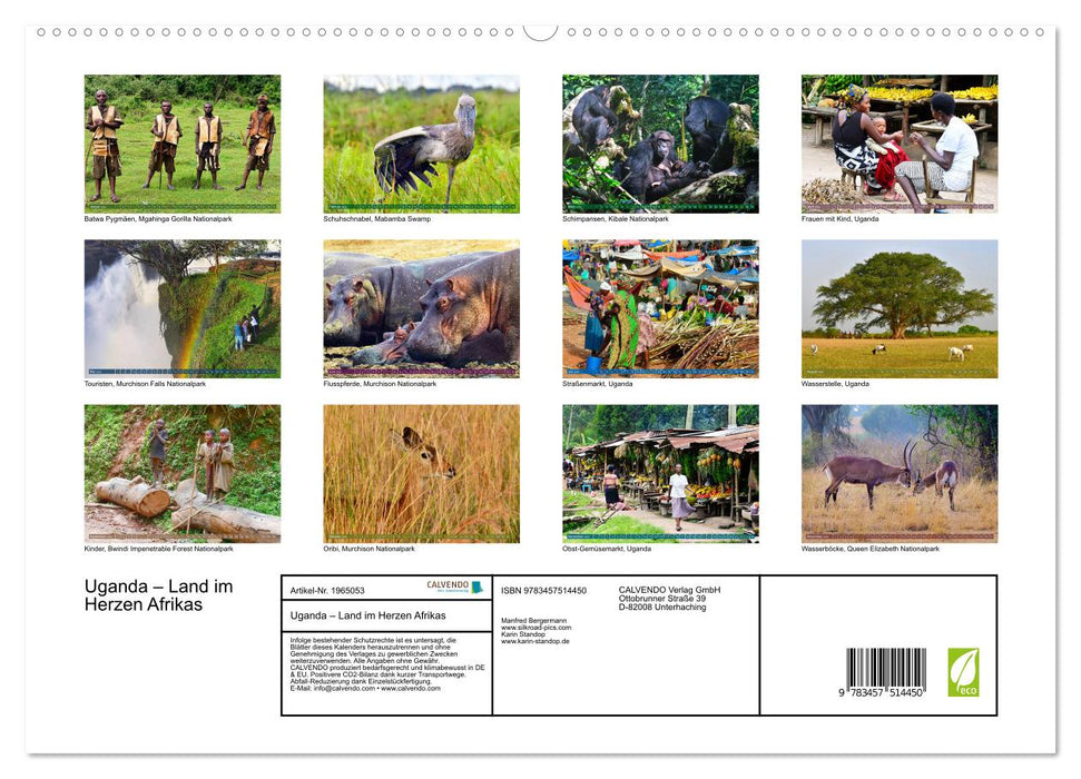 Uganda – Land im Herzen Afrikas (CALVENDO Premium Wandkalender 2026)