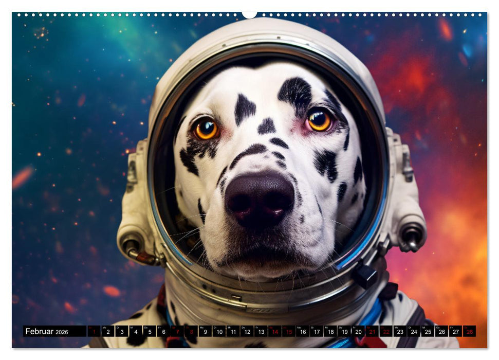 Hunde im Weltall (CALVENDO Wandkalender 2026)
