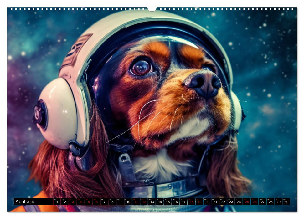 Hunde im Weltall (CALVENDO Wandkalender 2026)