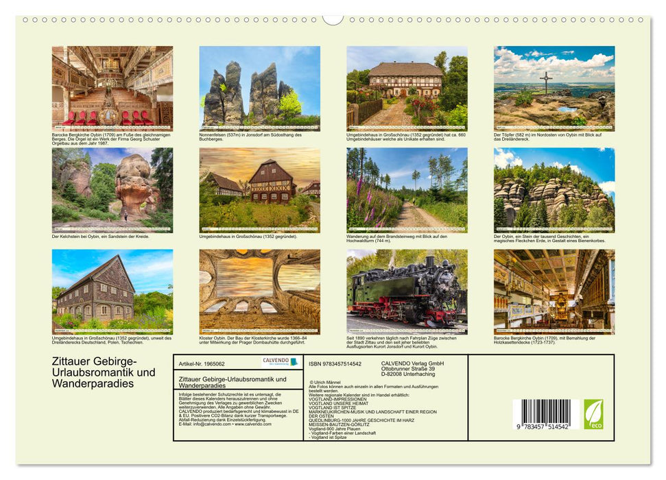 Zittauer Gebirge-Urlaubsromantik und Wanderparadies (CALVENDO Premium Wandkalender 2026)