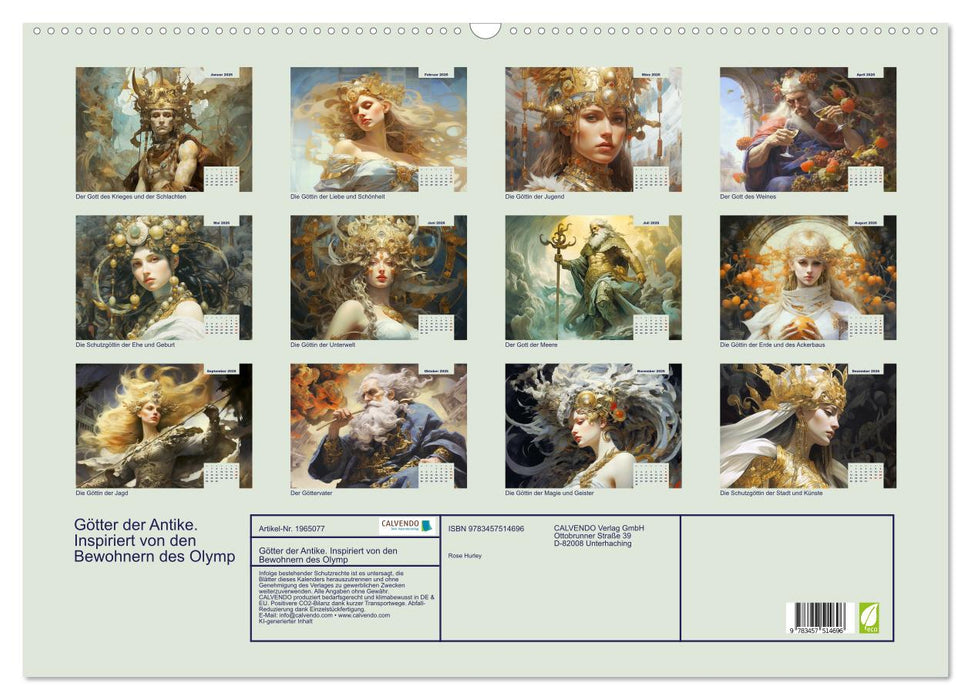 Götter der Antike. Inspiriert von den Bewohnern des Olymp (CALVENDO Wandkalender 2026)