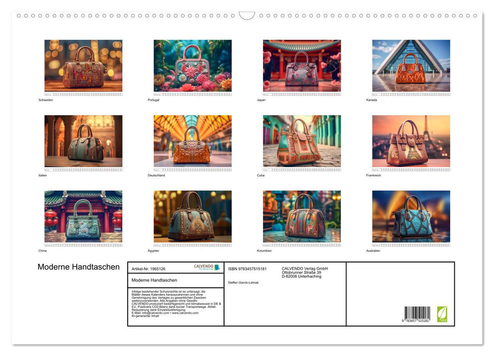 Moderne Handtaschen (CALVENDO Wandkalender 2026)