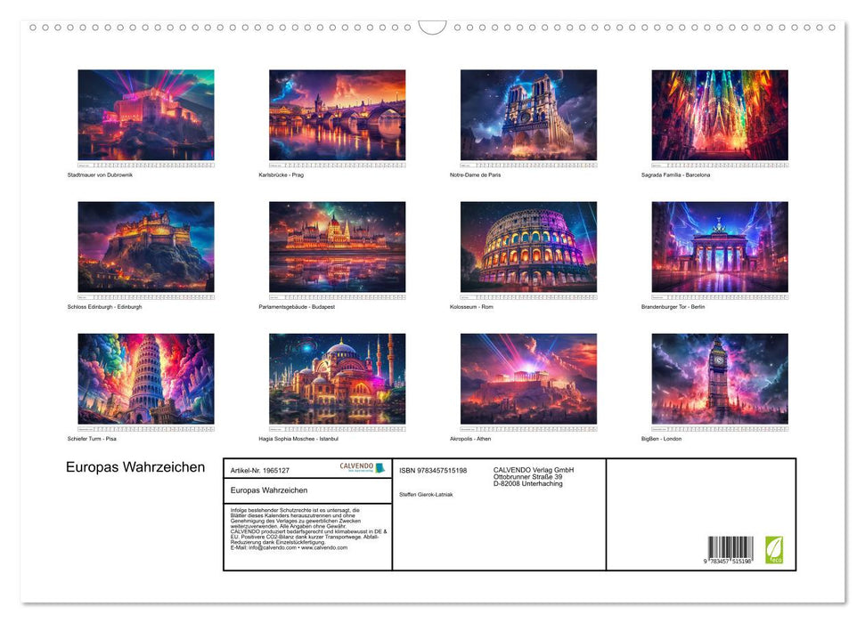 Europas Wahrzeichen (CALVENDO Wandkalender 2026)