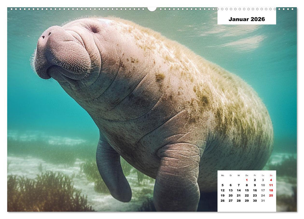 Manatees. Faszinierende Rundschwanzseekühe (CALVENDO Premium Wandkalender 2026)