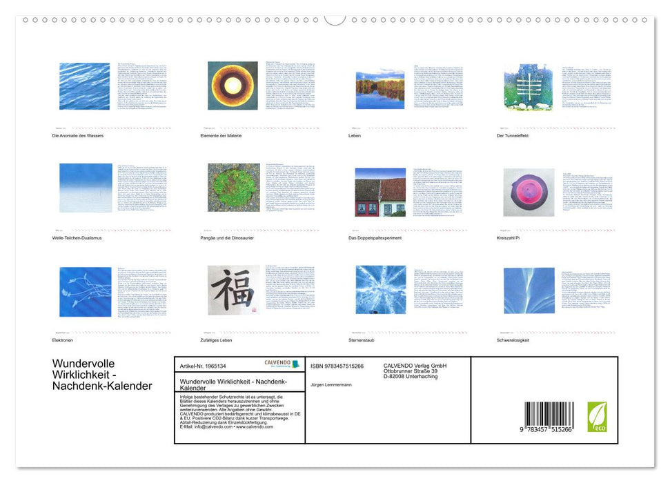 Wundervolle Wirklichkeit - Nachdenk-Kalender (CALVENDO Premium Wandkalender 2026)