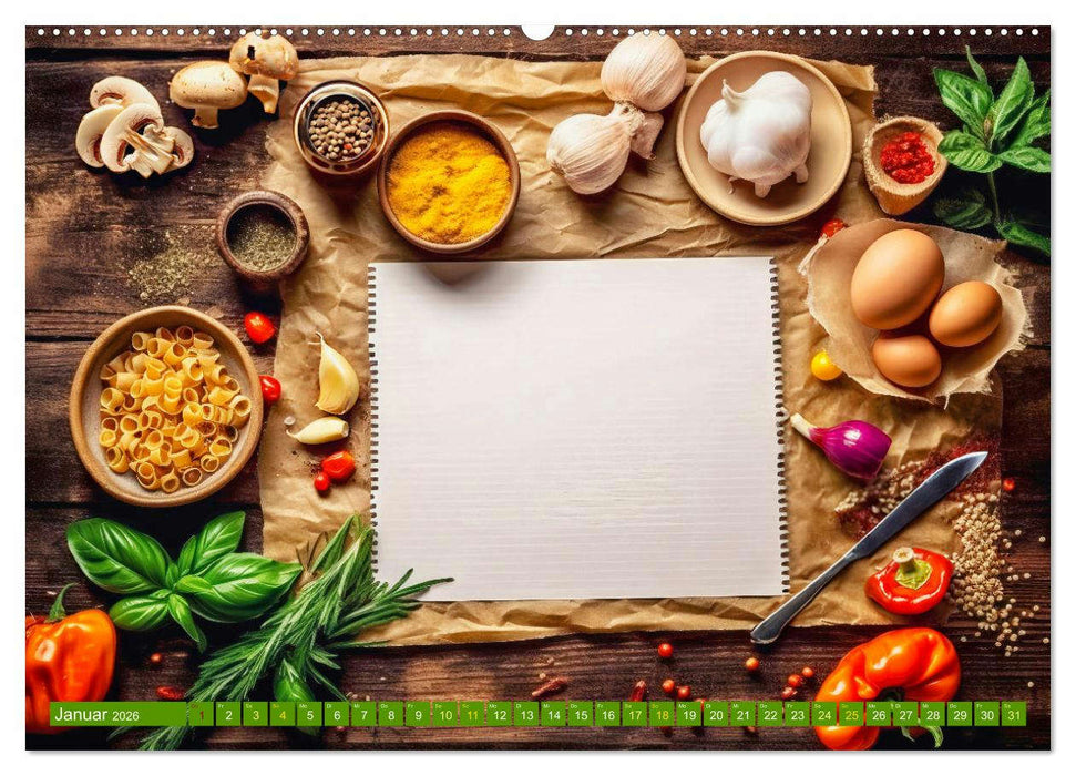 Kulinarische Notizen - Notiere deine besten Pastarezepte (CALVENDO Premium Wandkalender 2026)