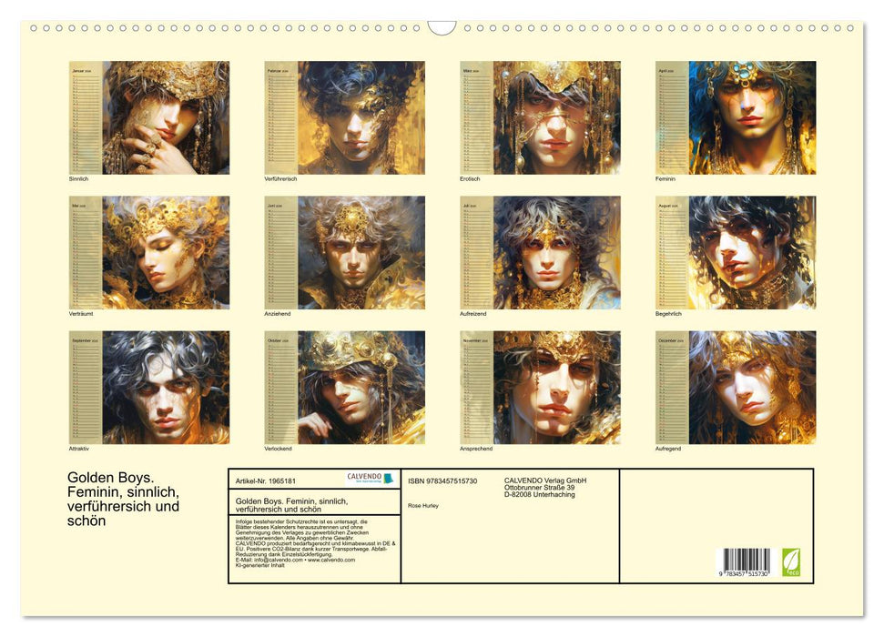 Golden Boys. Feminin, sinnlich, verführersich und schön (CALVENDO Wandkalender 2026)
