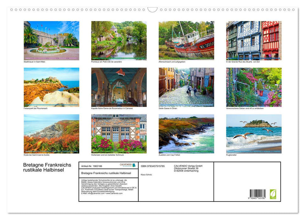 Bretagne Frankreichs rustikale Halbinsel (CALVENDO Wandkalender 2026)