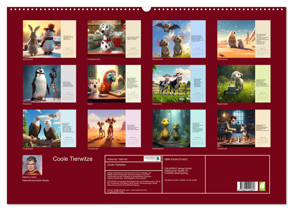 Coole Tierwitze (CALVENDO Wandkalender 2026)