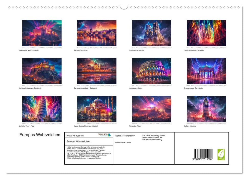 Europas Wahrzeichen (CALVENDO Premium Wandkalender 2026)