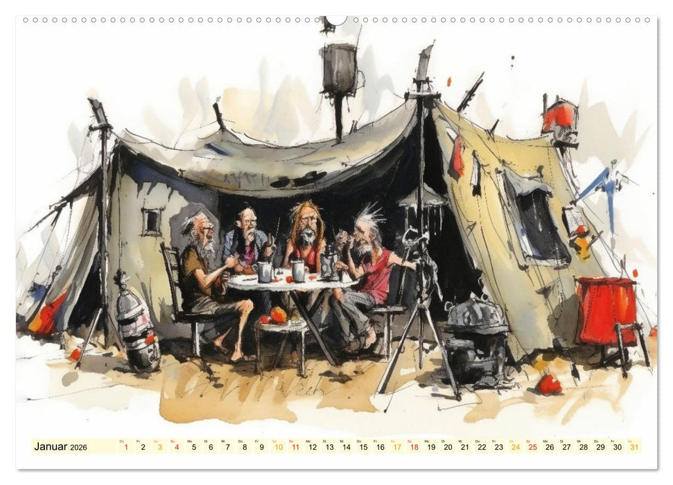 Lustiges Zelten (CALVENDO Premium Wandkalender 2026)