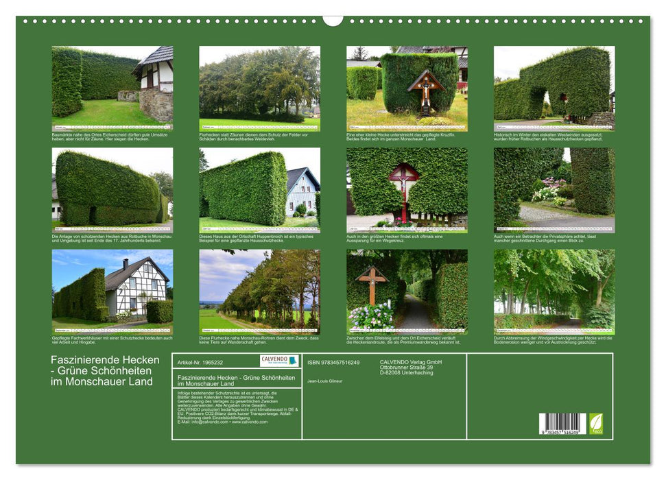 Faszinierende Hecken - Grüne Schönheiten im Monschauer Land (CALVENDO Wandkalender 2026)