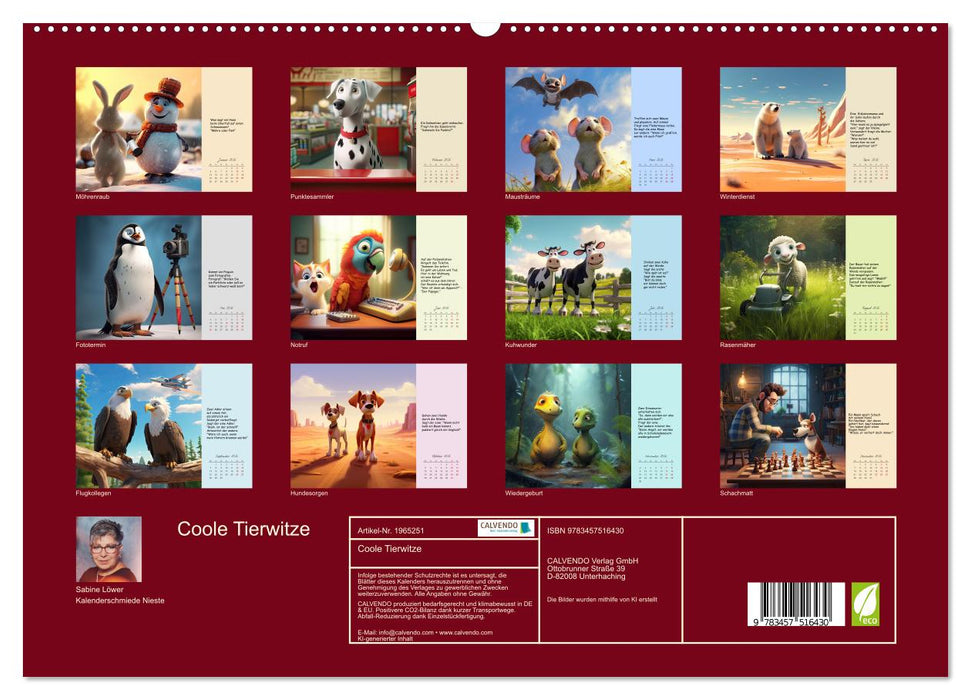 Coole Tierwitze (CALVENDO Premium Wandkalender 2026)