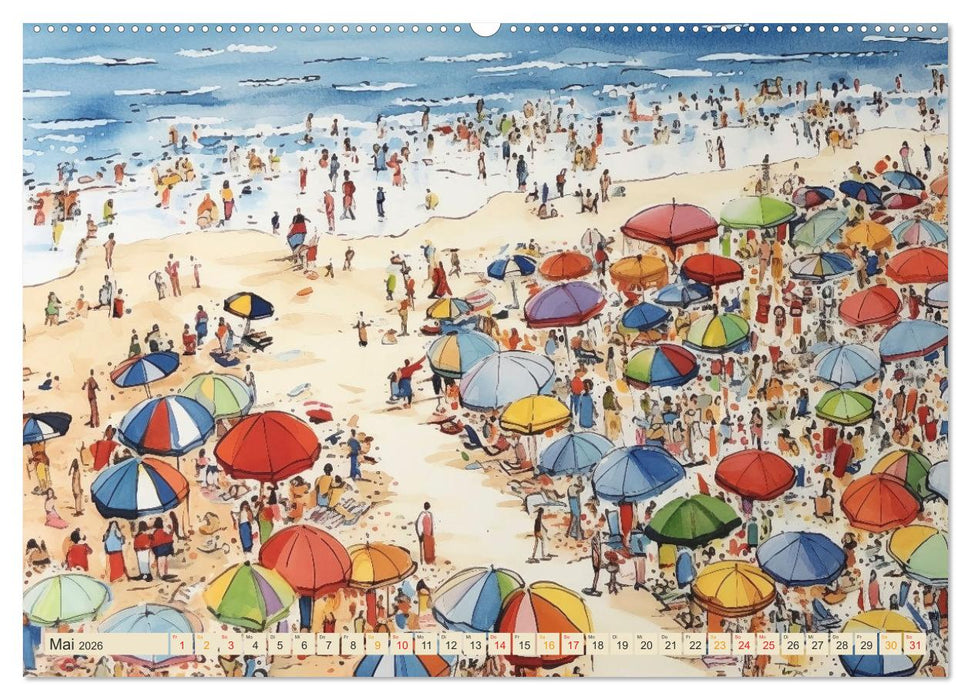 Am Strand da ist was los (CALVENDO Premium Wandkalender 2026)