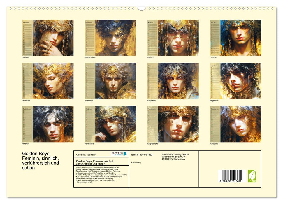 Golden Boys. Feminin, sinnlich, verführersich und schön (CALVENDO Premium Wandkalender 2026)