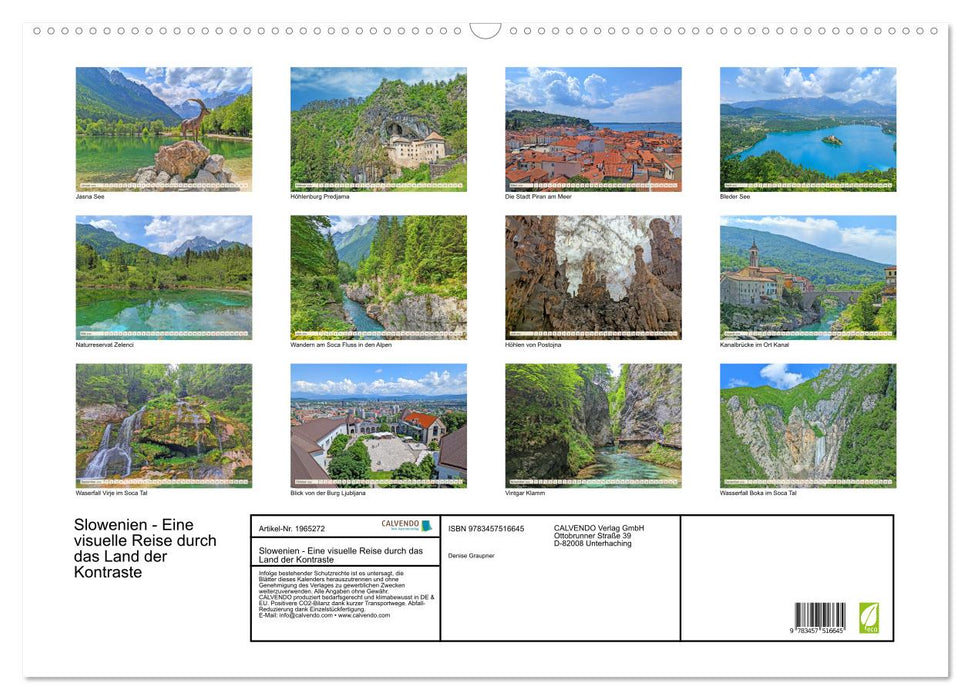 Slowenien - Eine visuelle Reise durch das Land der Kontraste (CALVENDO Wandkalender 2026)