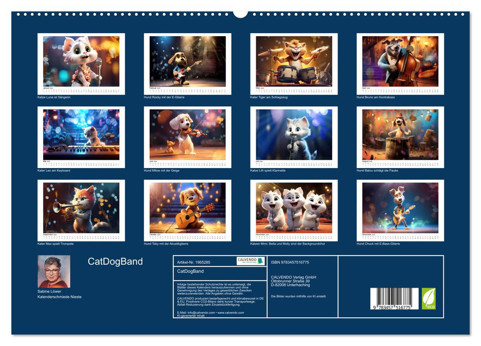 CatDogBand (CALVENDO Premium Wandkalender 2026)
