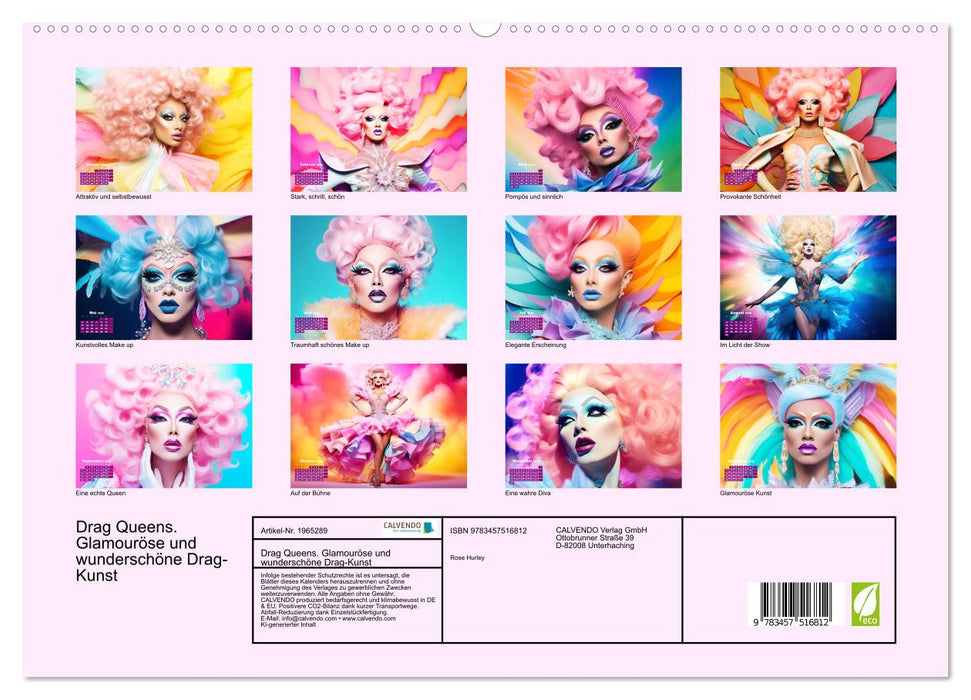 Drag Queens. Glamouröse und wunderschöne Drag-Kunst (CALVENDO Premium Wandkalender 2026)