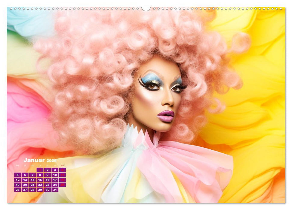 Drag Queens. Glamouröse und wunderschöne Drag-Kunst (CALVENDO Premium Wandkalender 2026)