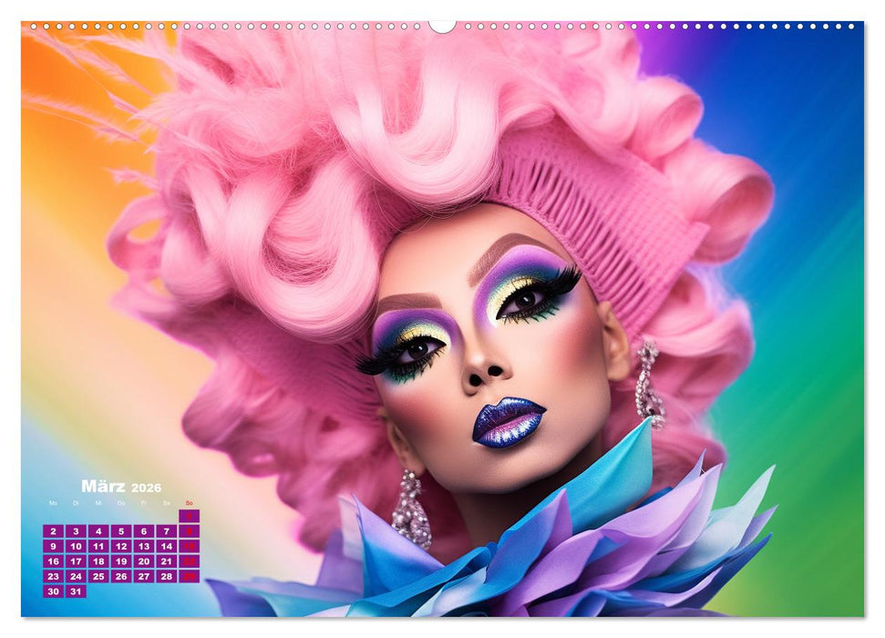 Drag Queens. Glamouröse und wunderschöne Drag-Kunst (CALVENDO Premium Wandkalender 2026)