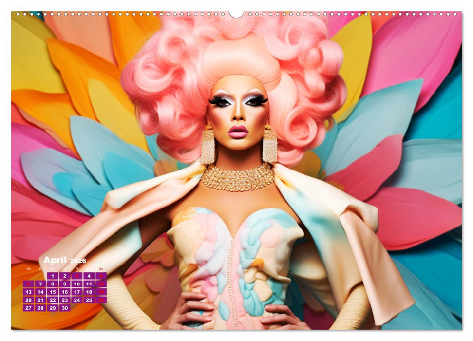 Drag Queens. Glamouröse und wunderschöne Drag-Kunst (CALVENDO Premium Wandkalender 2026)