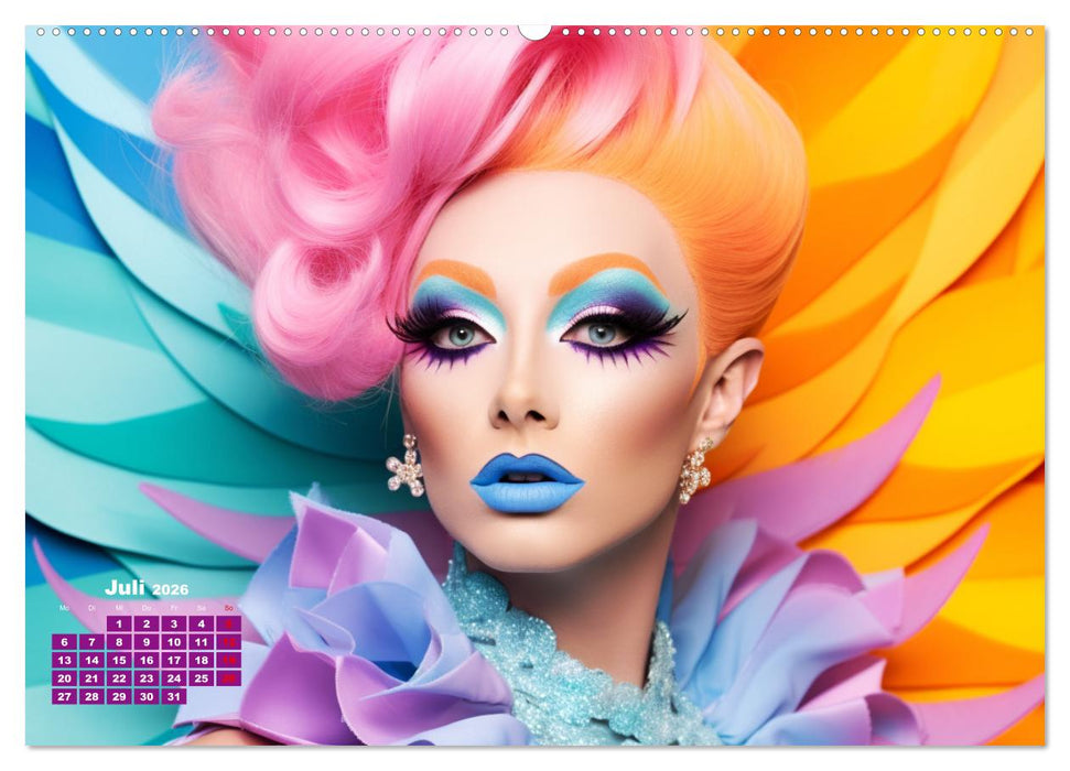 Drag Queens. Glamouröse und wunderschöne Drag-Kunst (CALVENDO Premium Wandkalender 2026)