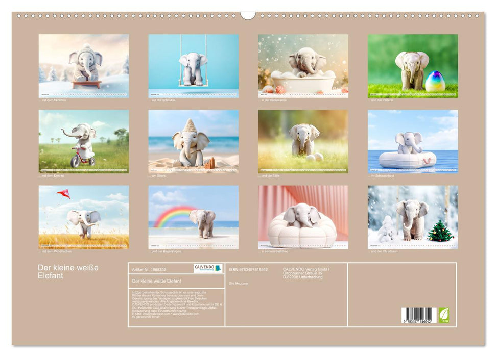 Der kleine weiße Elefant (CALVENDO Wandkalender 2026)