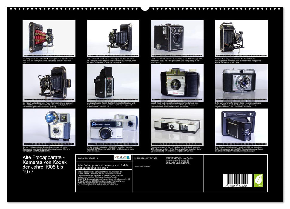 Alte Fotoapparate - Kameras von Kodak der Jahre 1905 bis 1977 (CALVENDO Premium Wandkalender 2026)