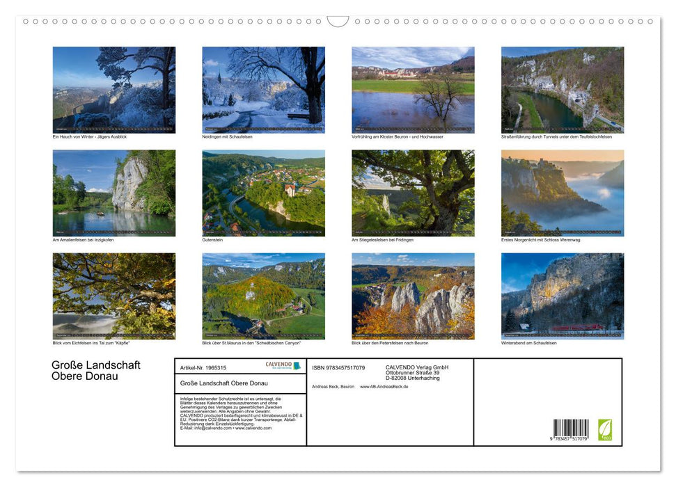 Große Landschaft Obere Donau (CALVENDO Wandkalender 2026)