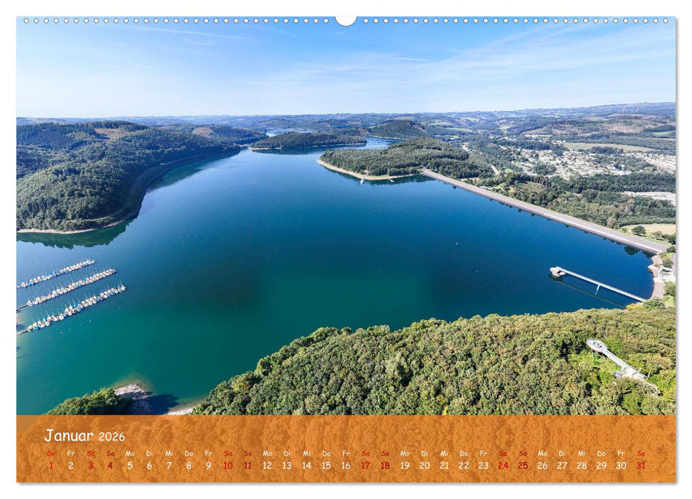 Talsperren der Ruhr und ihrer Nebenflüsse aus der Vogelperspektive (CALVENDO Premium Wandkalender 2026)