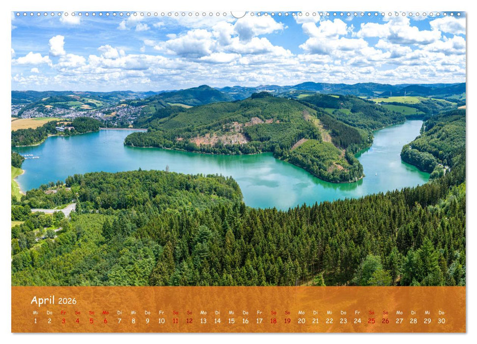 Talsperren der Ruhr und ihrer Nebenflüsse aus der Vogelperspektive (CALVENDO Premium Wandkalender 2026)