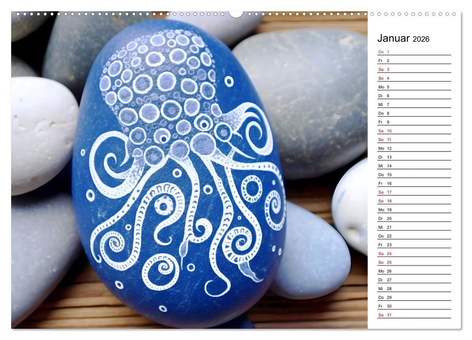 Do-It-Yourself Kunst - Entdecke die Freude am Steine bemalen (CALVENDO Premium Wandkalender 2026)