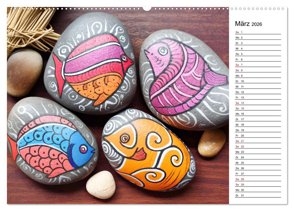 Do-It-Yourself Kunst - Entdecke die Freude am Steine bemalen (CALVENDO Premium Wandkalender 2026)