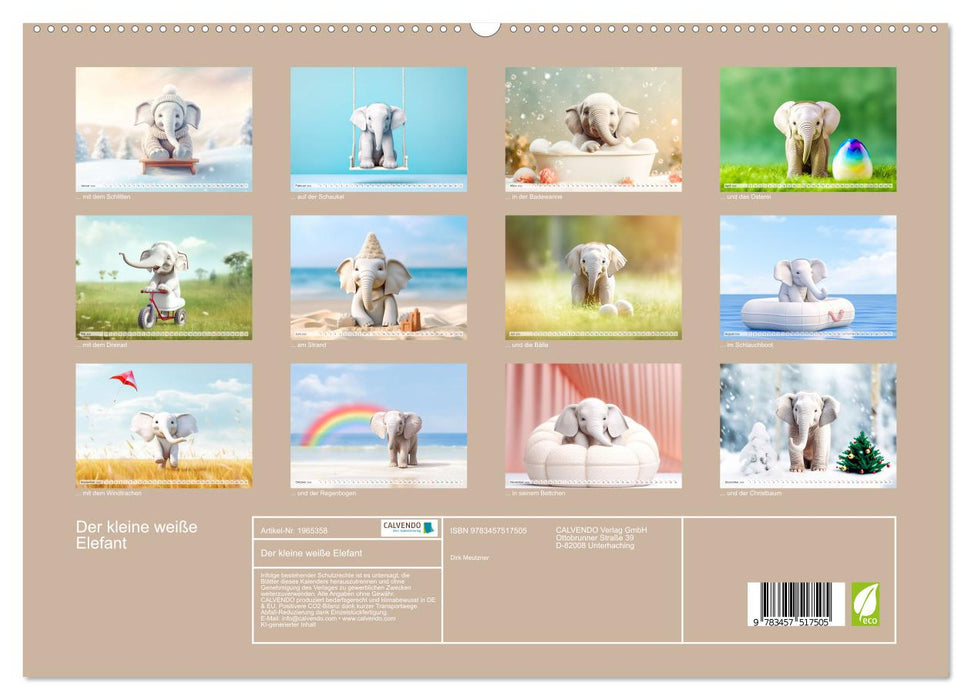 Der kleine weiße Elefant (CALVENDO Premium Wandkalender 2026)