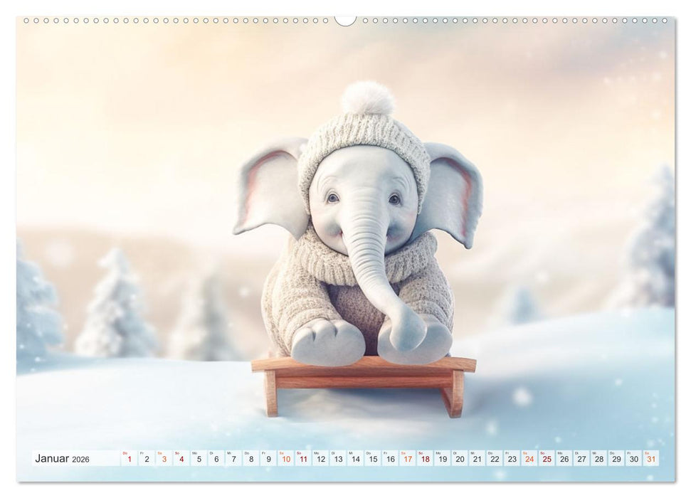 Der kleine weiße Elefant (CALVENDO Premium Wandkalender 2026)