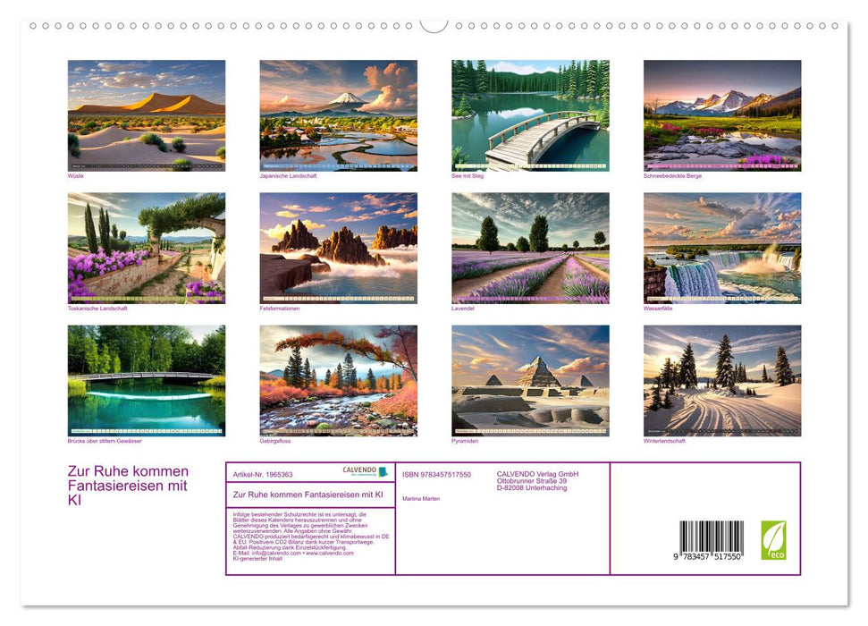 Zur Ruhe kommen Fantasiereisen mit KI (CALVENDO Premium Wandkalender 2026)