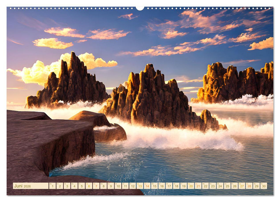 Zur Ruhe kommen Fantasiereisen mit KI (CALVENDO Premium Wandkalender 2026)