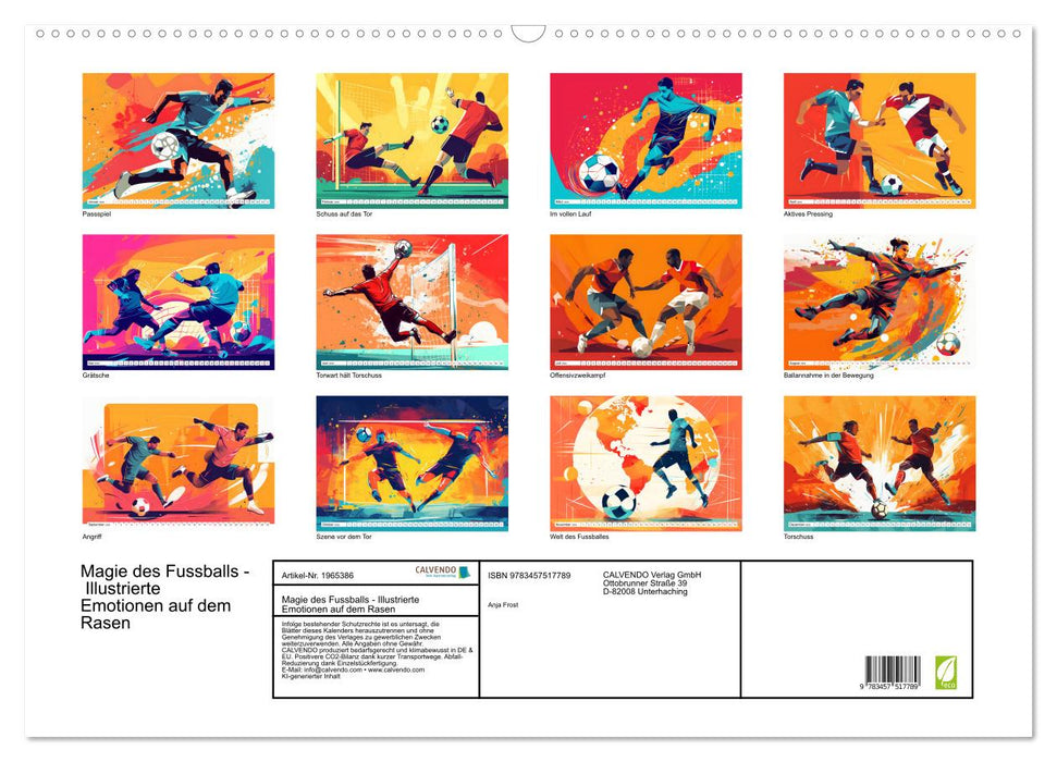Magie des Fussballs - Illustrierte Emotionen auf dem Rasen (CALVENDO Wandkalender 2026)