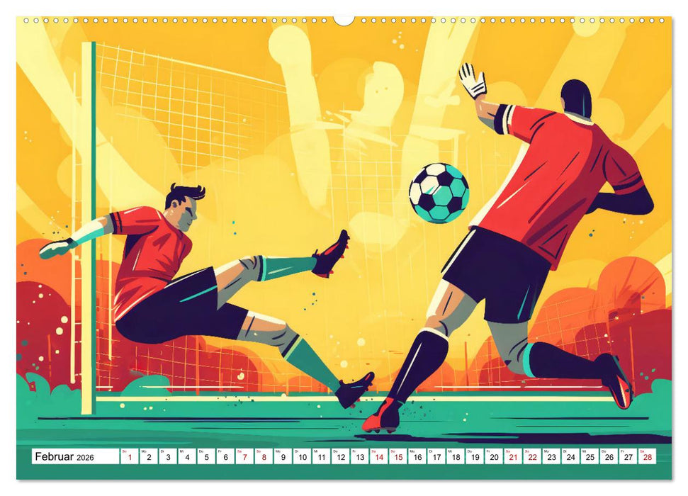 Magie des Fussballs - Illustrierte Emotionen auf dem Rasen (CALVENDO Wandkalender 2026)