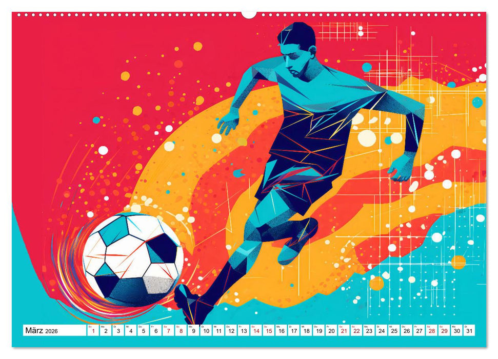 Magie des Fussballs - Illustrierte Emotionen auf dem Rasen (CALVENDO Wandkalender 2026)
