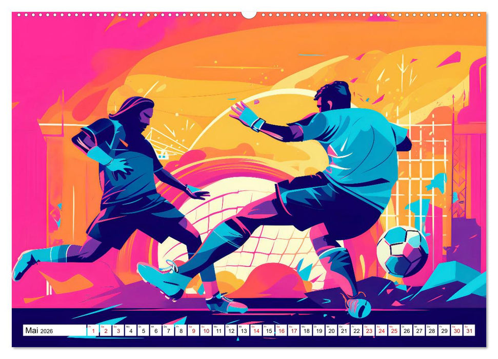Magie des Fussballs - Illustrierte Emotionen auf dem Rasen (CALVENDO Wandkalender 2026)