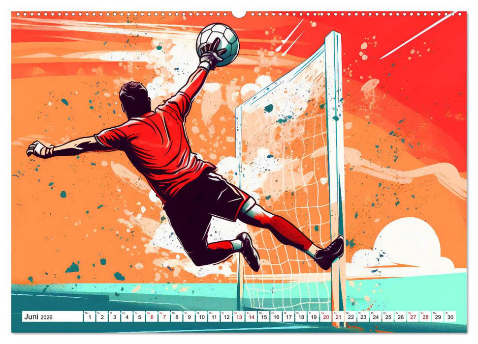 Magie des Fussballs - Illustrierte Emotionen auf dem Rasen (CALVENDO Wandkalender 2026)