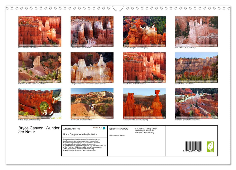 Bryce Canyon, Wunder der Natur (CALVENDO Wandkalender 2026)