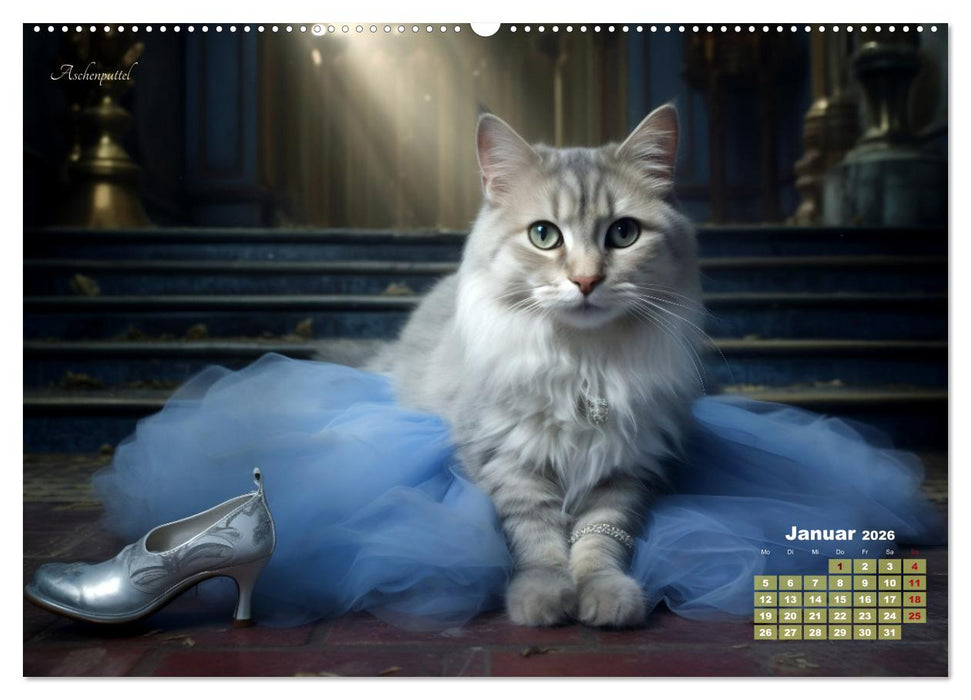 Märchenhafte Helden - Eine Reise in die magische Welt unserer Katzen (CALVENDO Wandkalender 2026)